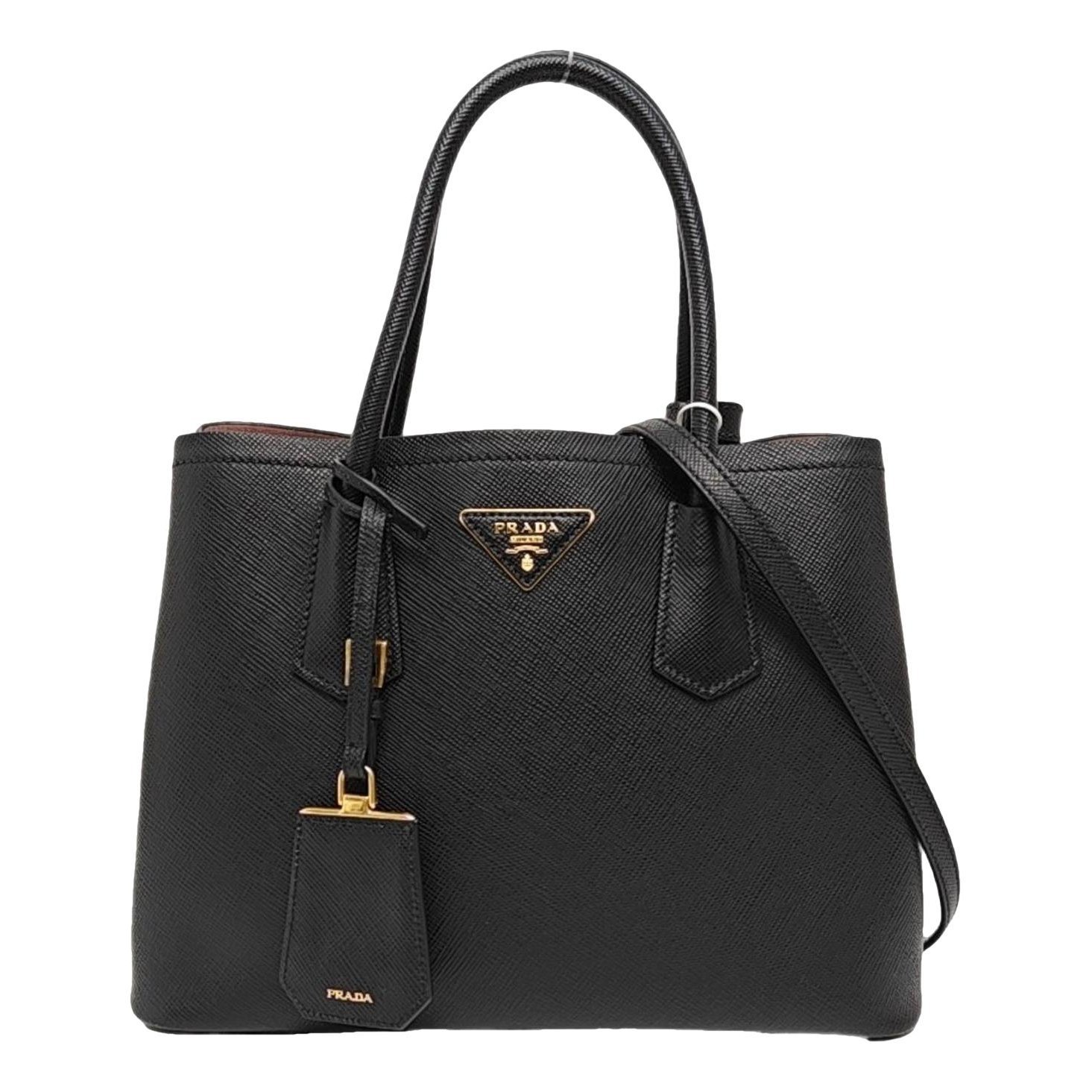 Double leather handbag