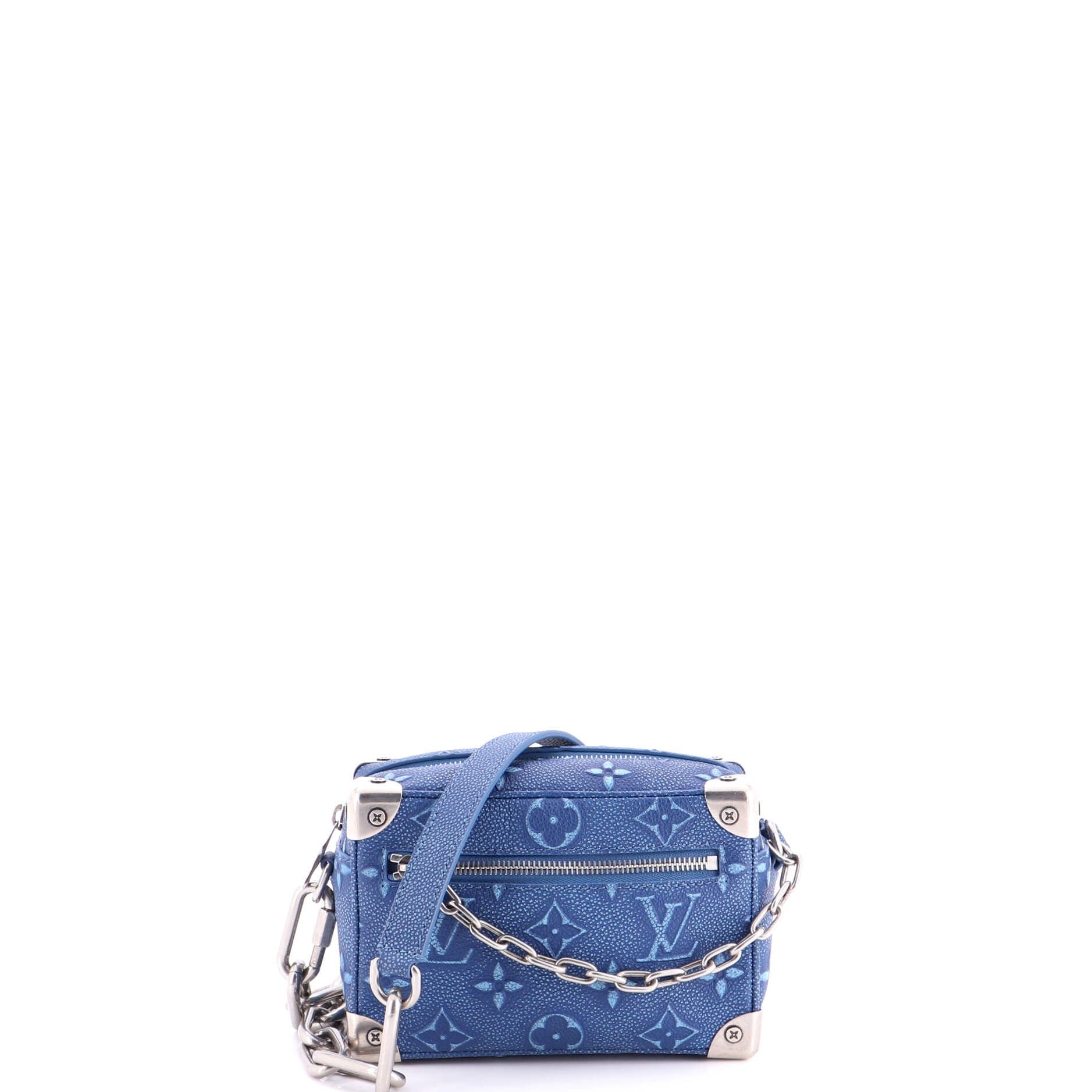 Soft Trunk Bag Faded Monogram Debossed Leather Mini