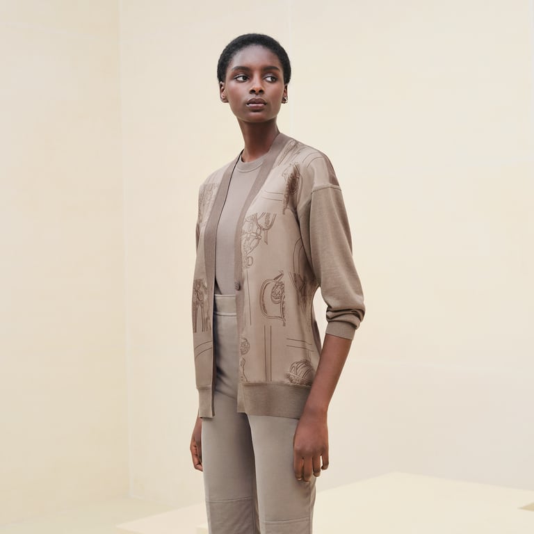 "En Desordre Finesse" long-sleeve twillaine cardigan