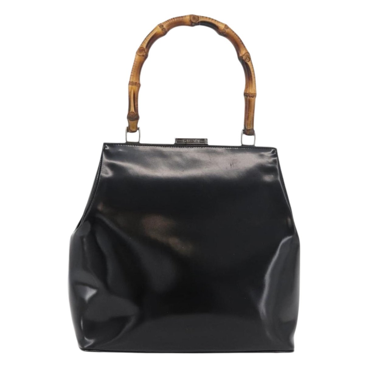 Bamboo patent leather handbag