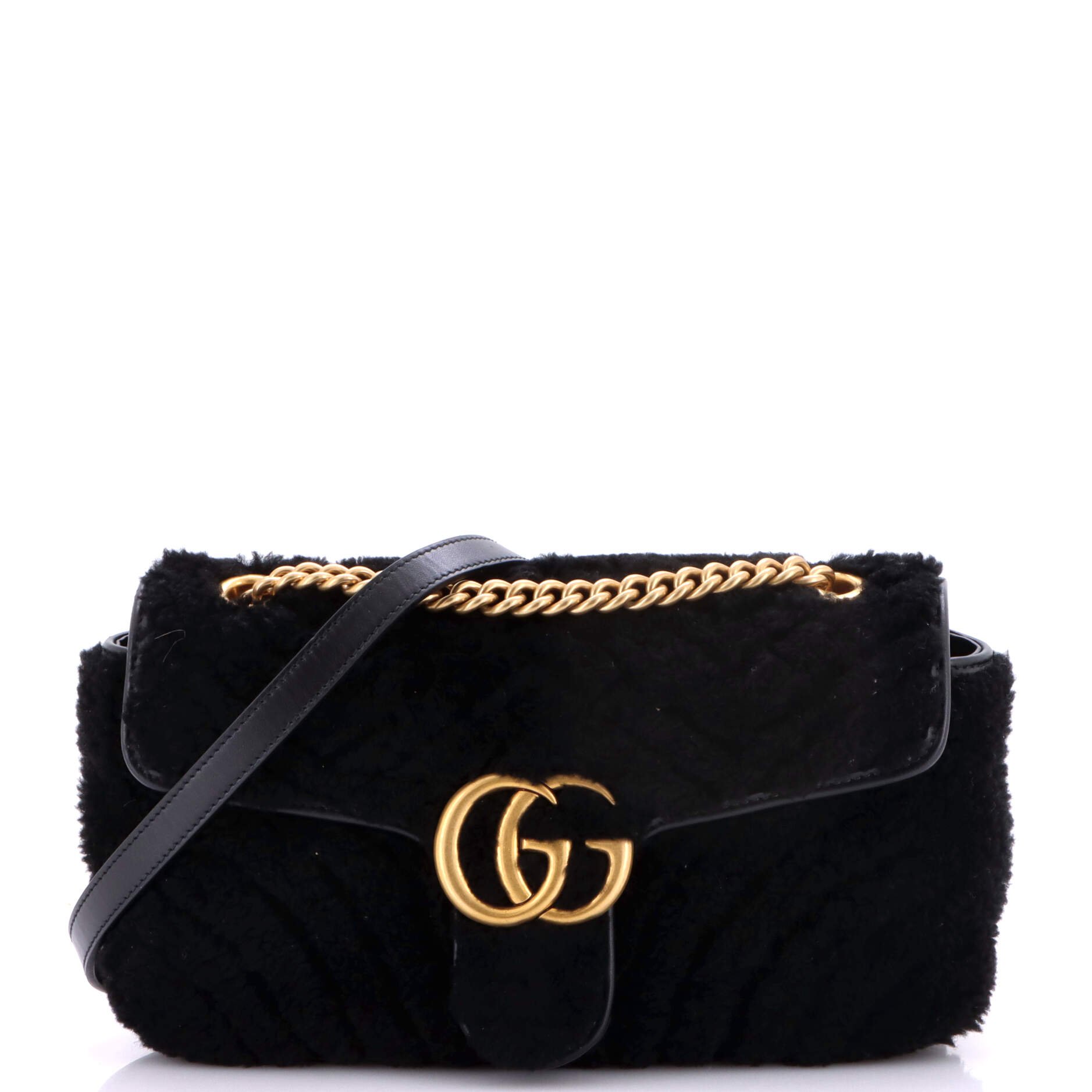 GG Marmont Flap Bag Matelasse Shearling Small