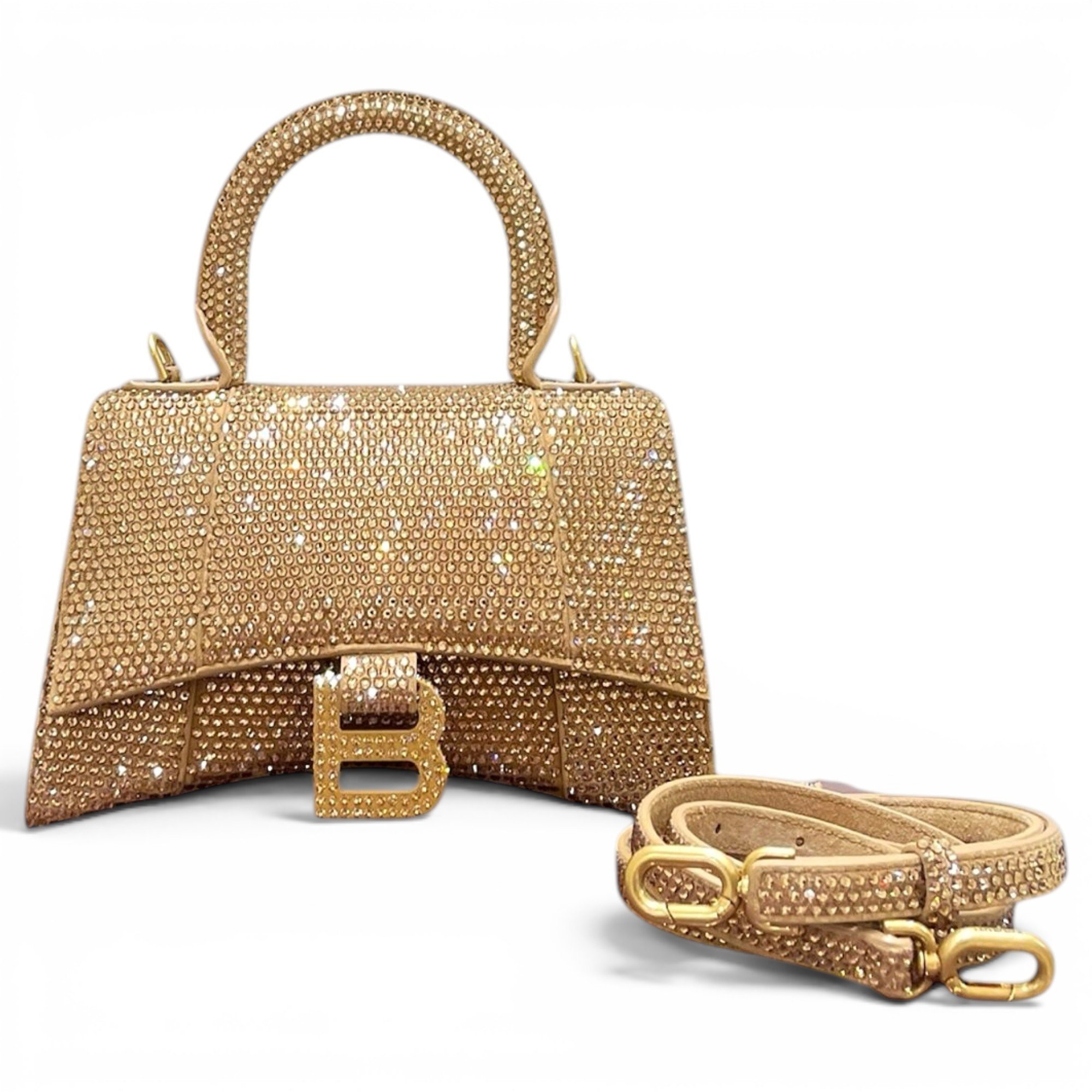 Hourglass leather handbag