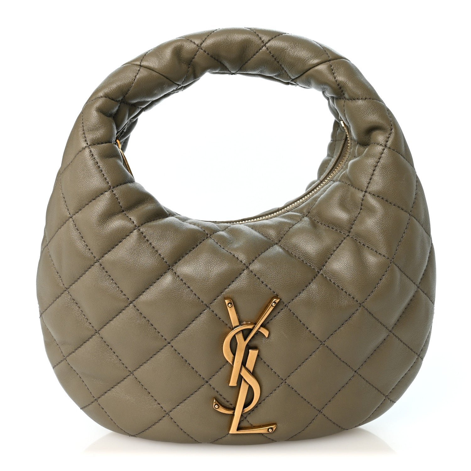 Saint Laurent Lambskin Quilted Icarino Bag Dark Strong Moss