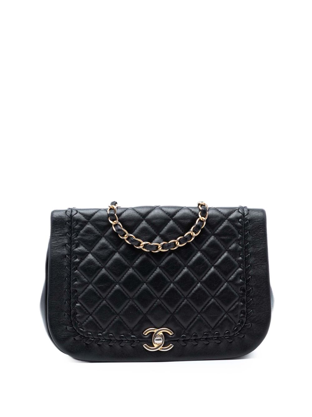 2018 Quilted Lambskin Braided Saddle Flap crossbody bag