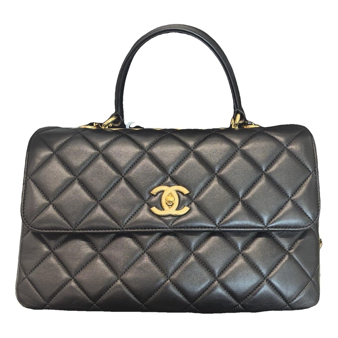Trendy CC Top Handle leather handbag