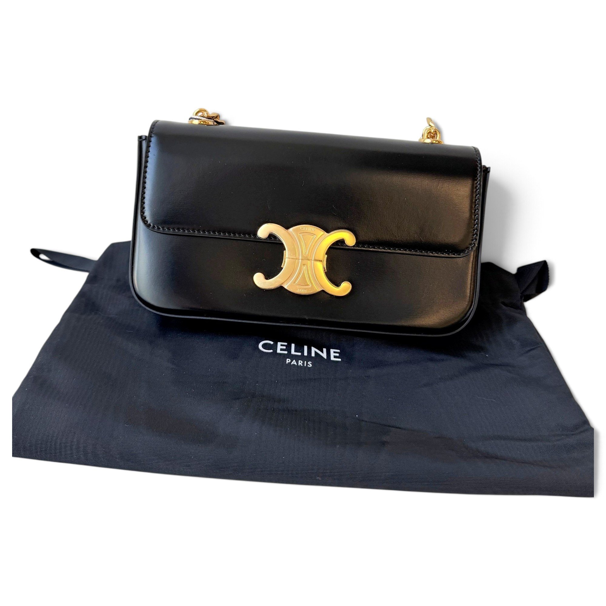 Triomphe chain leather handbag