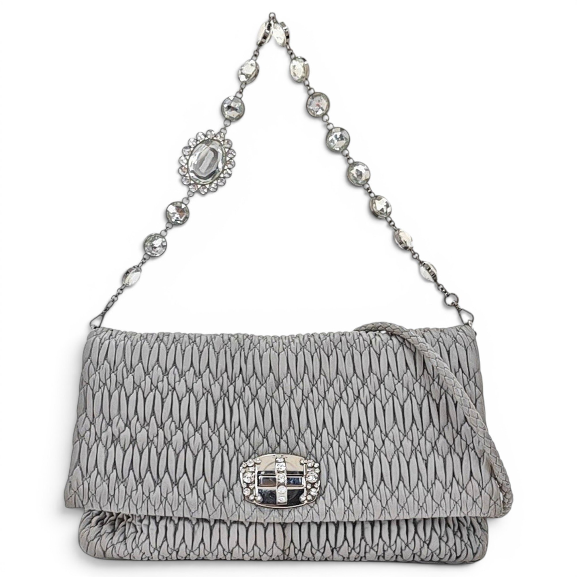 Miu Crystal leather handbag