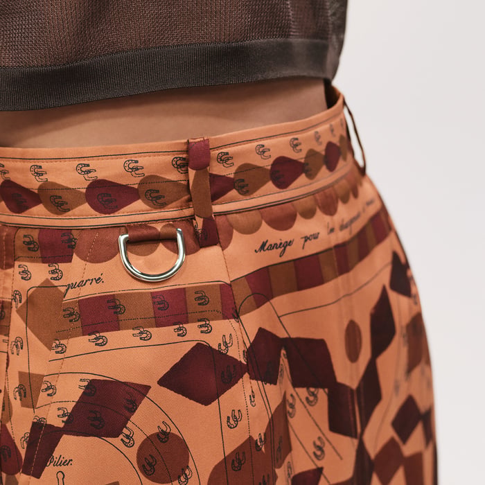 Marron Alezan "Eau d'Artifice" Straight Slit Skirt