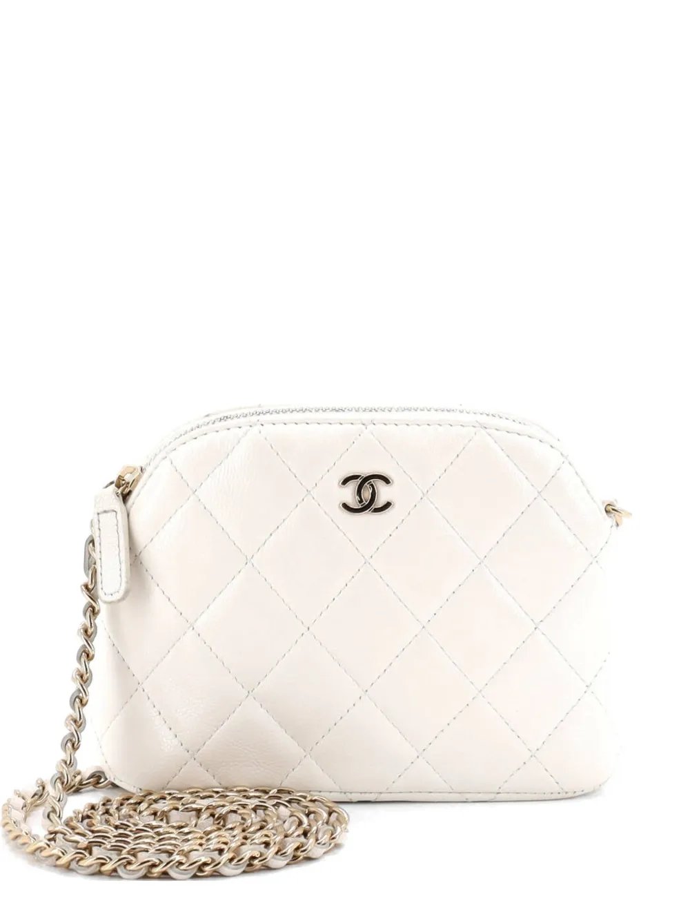 CC Dome Zip Clutch with Chain Quilted Caviar Mini crossbody bag