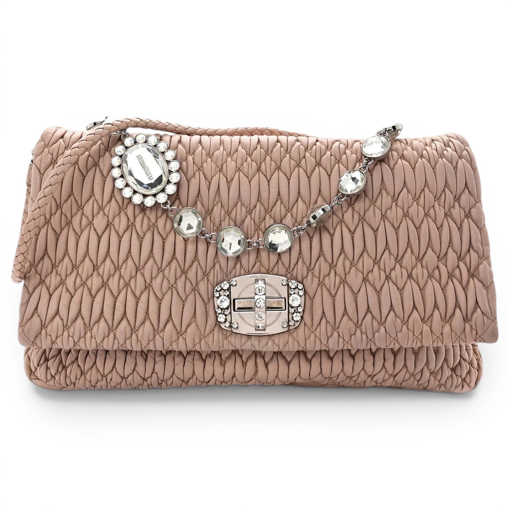 Miu Crystal leather handbag
