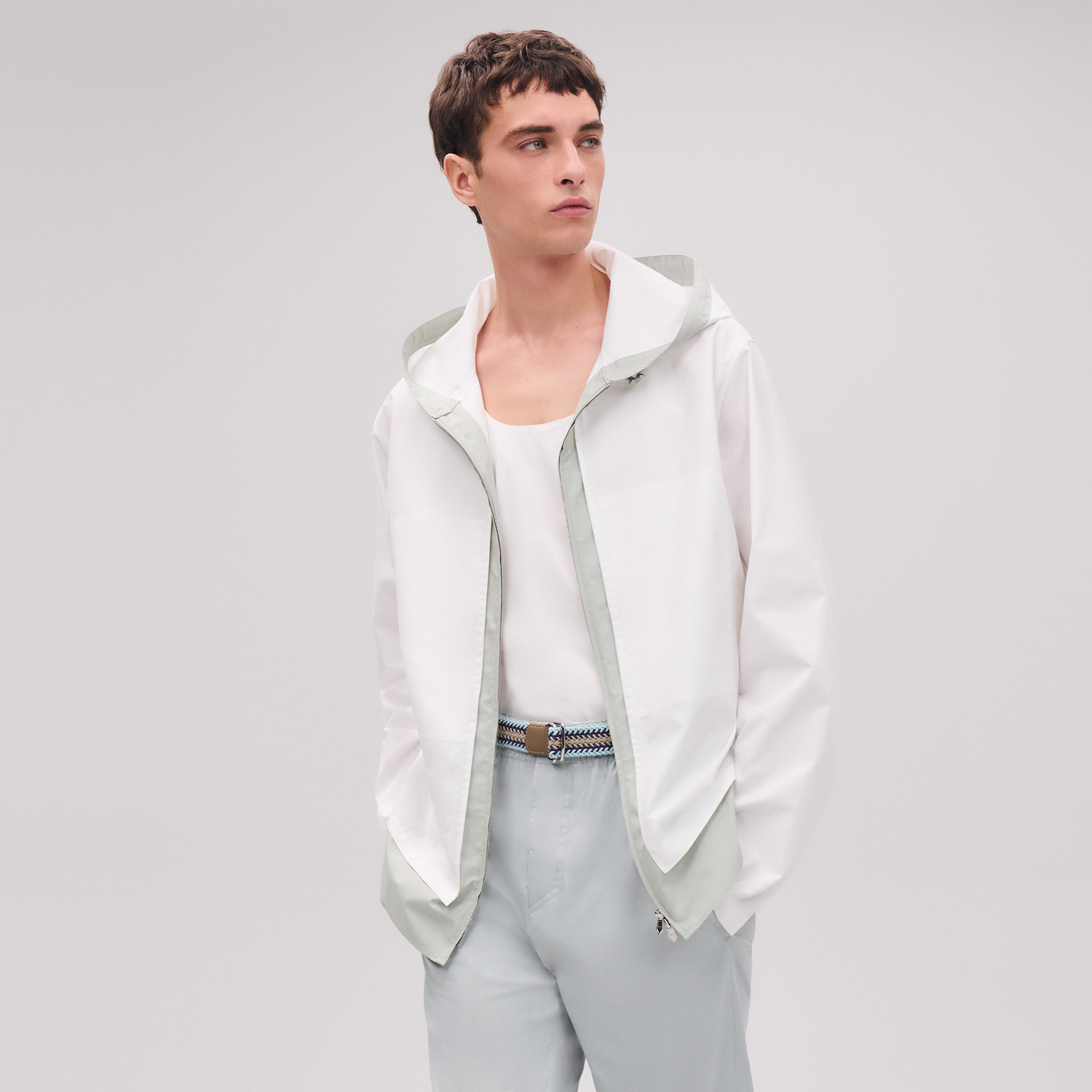 "Twin bicolore" hooded jacket