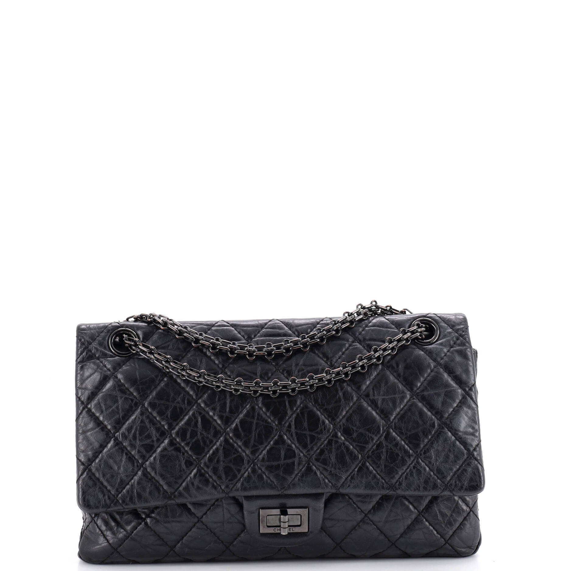 So Black Reissue 2.55 Flap Bag Quilted Aged Calfskin 226
