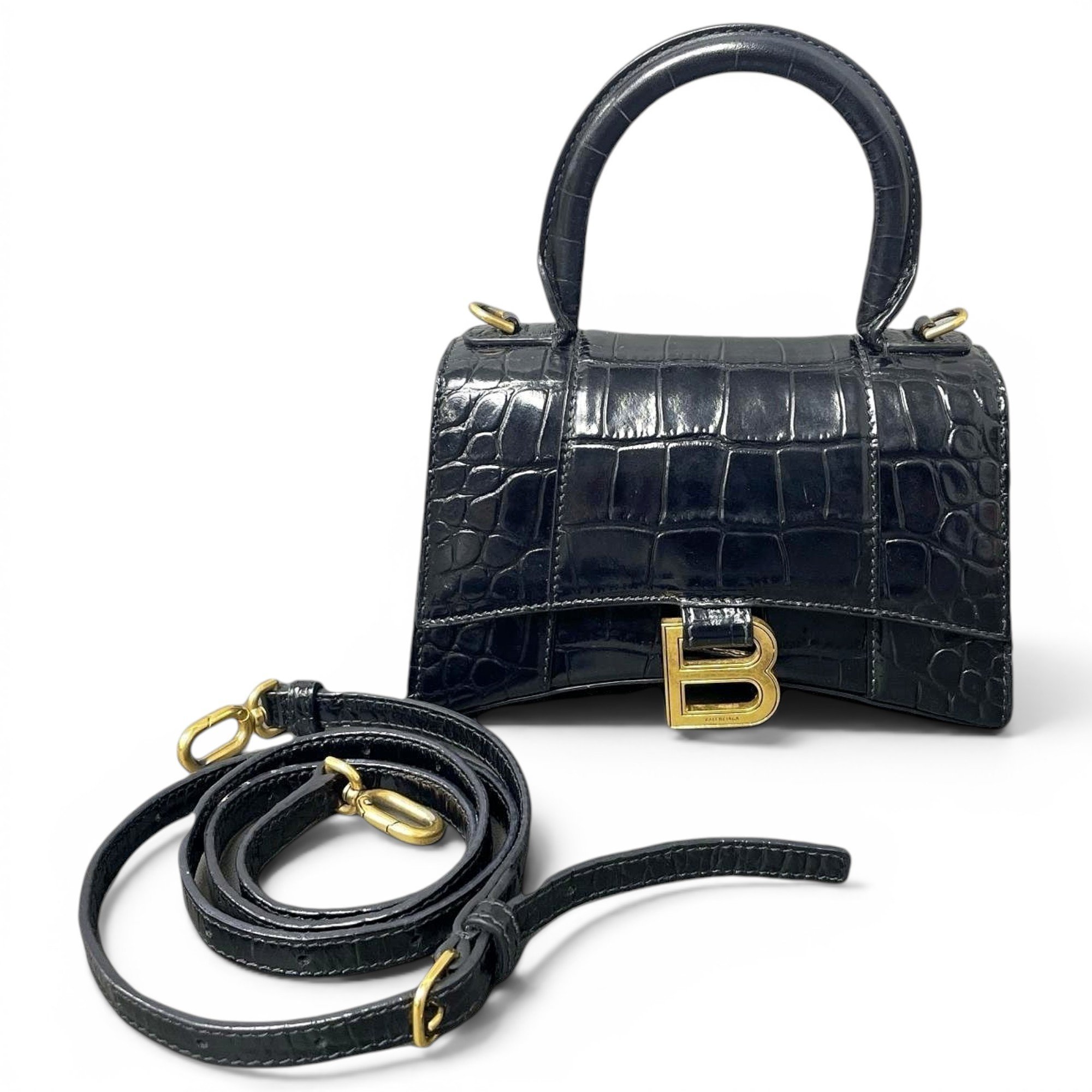 Hourglass leather handbag