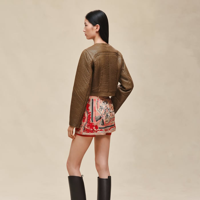 Marron Muschio Veste Matelassée