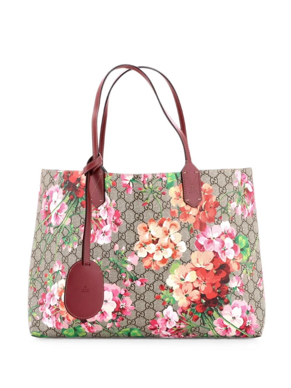 Reversible Blooms GG Print Leather Medium tote bag