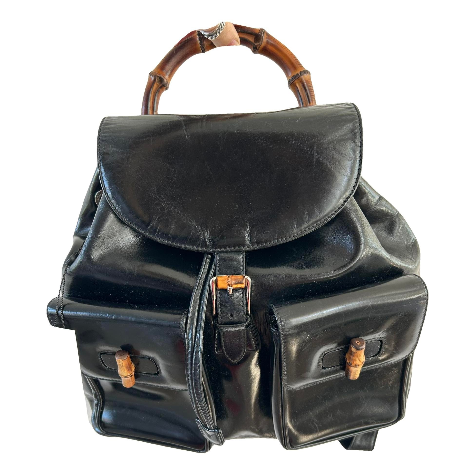 Vintage Bamboo Sling leather backpack