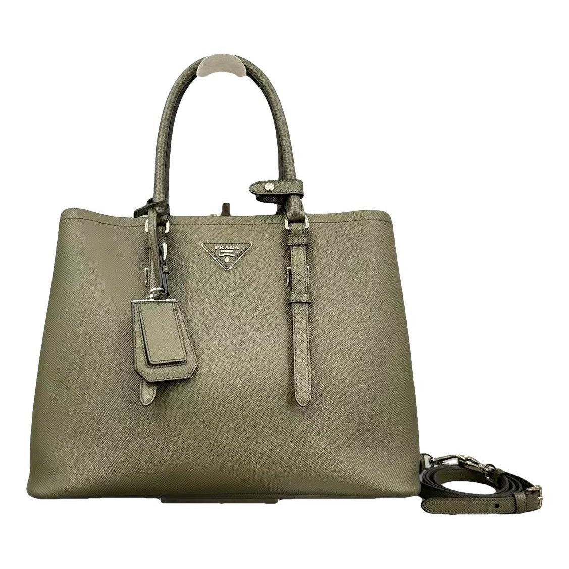 Double leather handbag