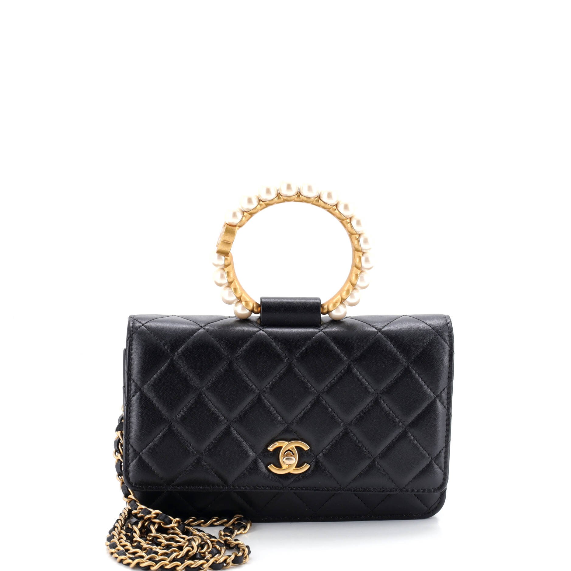 Pearl Crown Wallet on Chain Quilted Lambskin