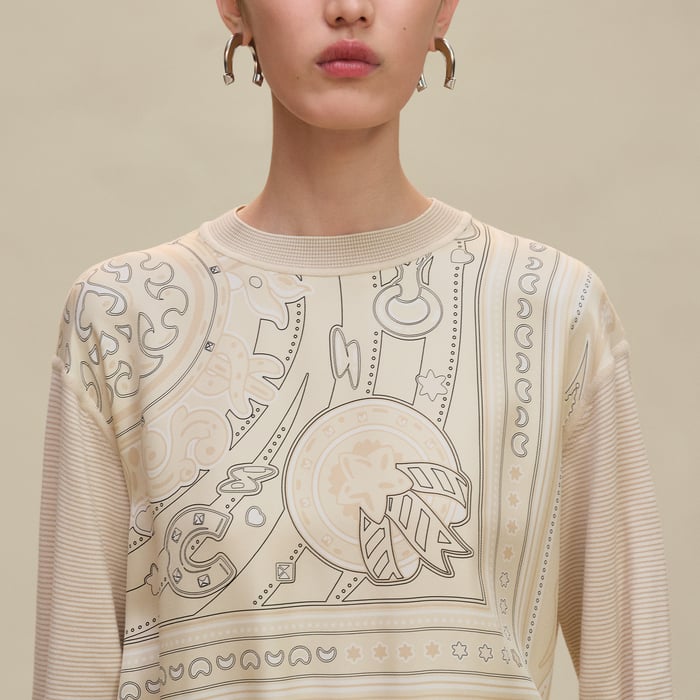 Blanc Perle "Candy Libris" Long-sleeve Twillaine Sweater