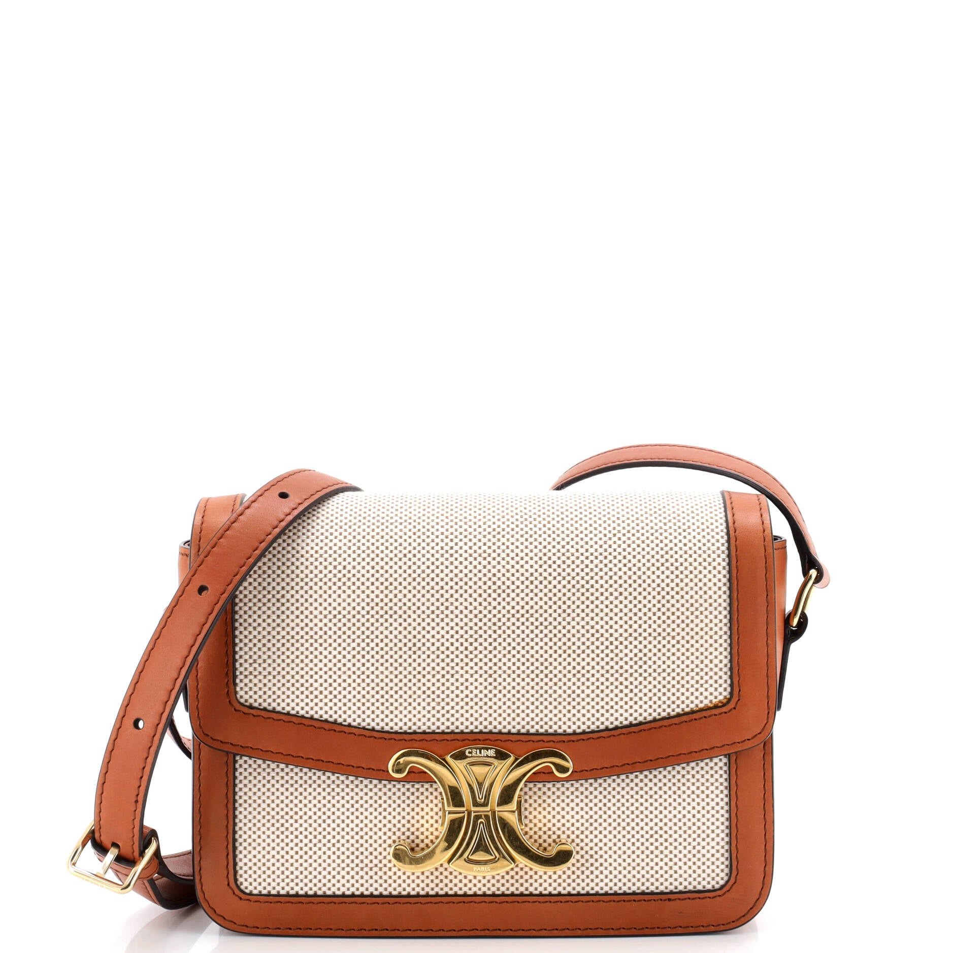 Celine Triomphe Shoulder Bag Canvas with Leather Teen