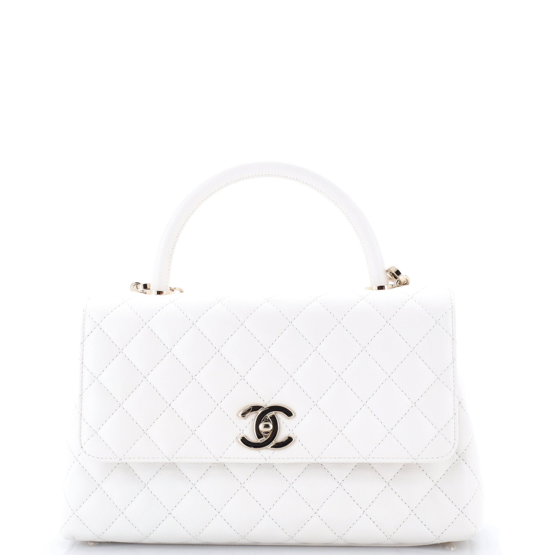 Coco Top Handle Bag Quilted Caviar Small