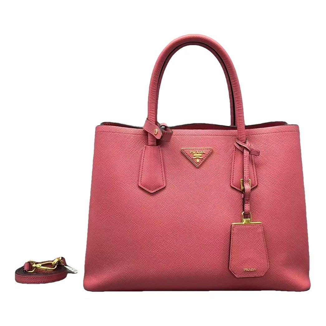 Double leather handbag
