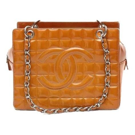 East West Chocolate Bar patent leather handbag