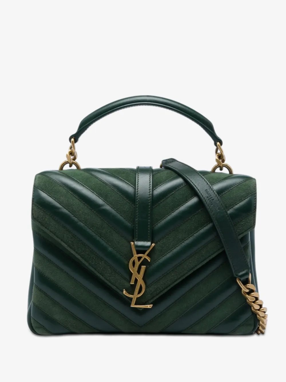 2017 Medium Chevron Calfskin and Suede Monogram College satchel