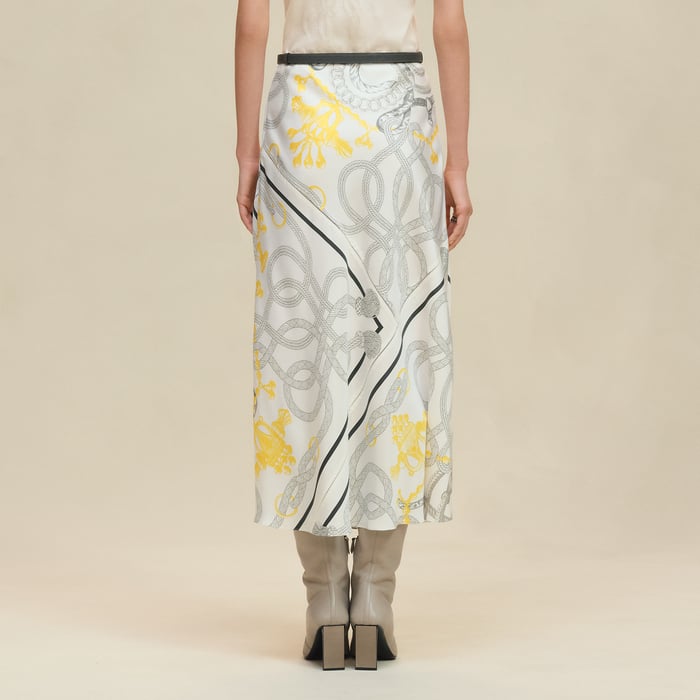 Blanc Nacre "Palefroi Remix" Flowy Slanted Skirt
