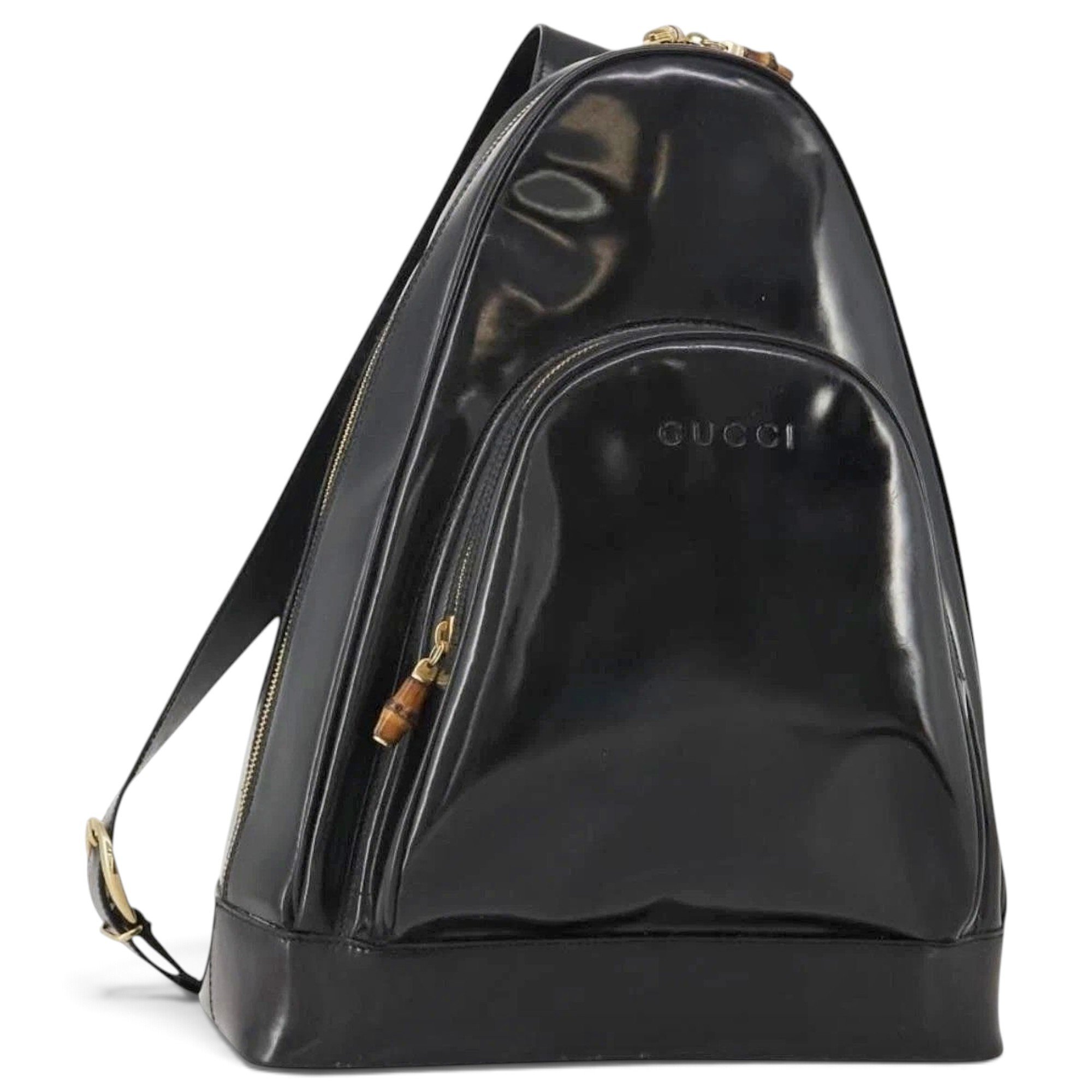 Patent leather backpack