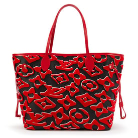 Louis Vuitton Red, White, and Black Tufted Monogram Canvas LVxUF Neverfull MM Gold Hardware, 2020