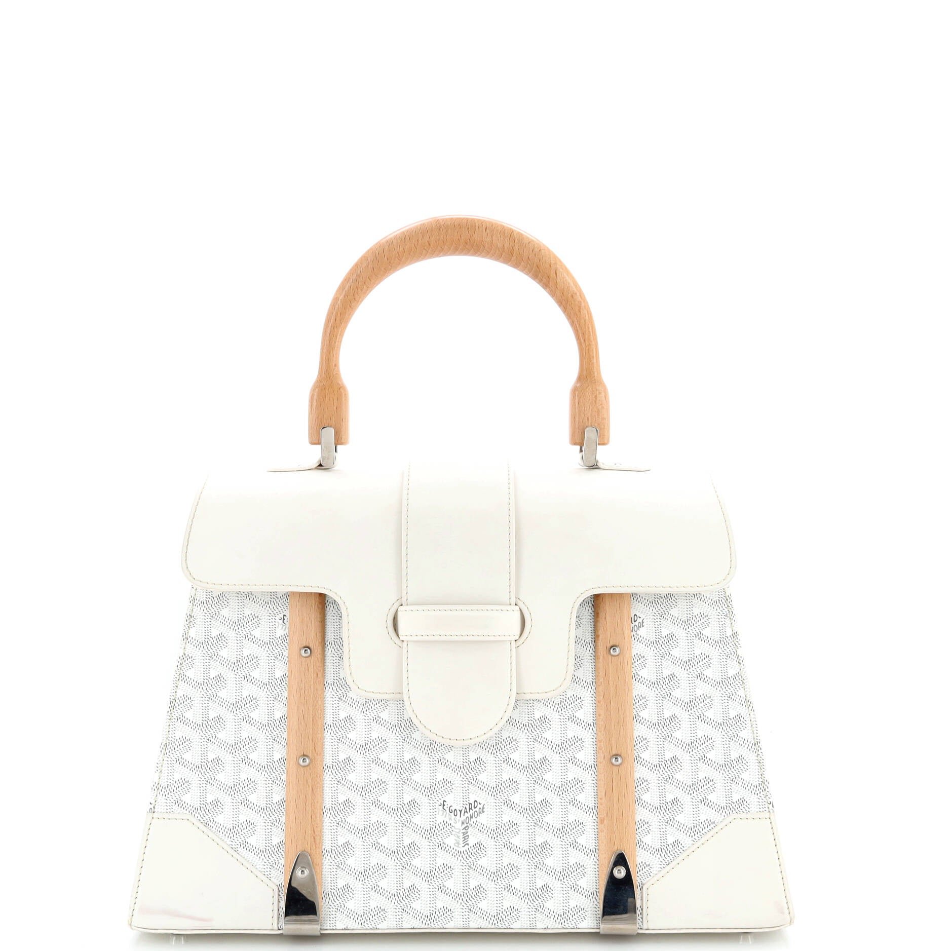 Goyard Saigon Top Handle Bag Coated Canvas with Leather MM