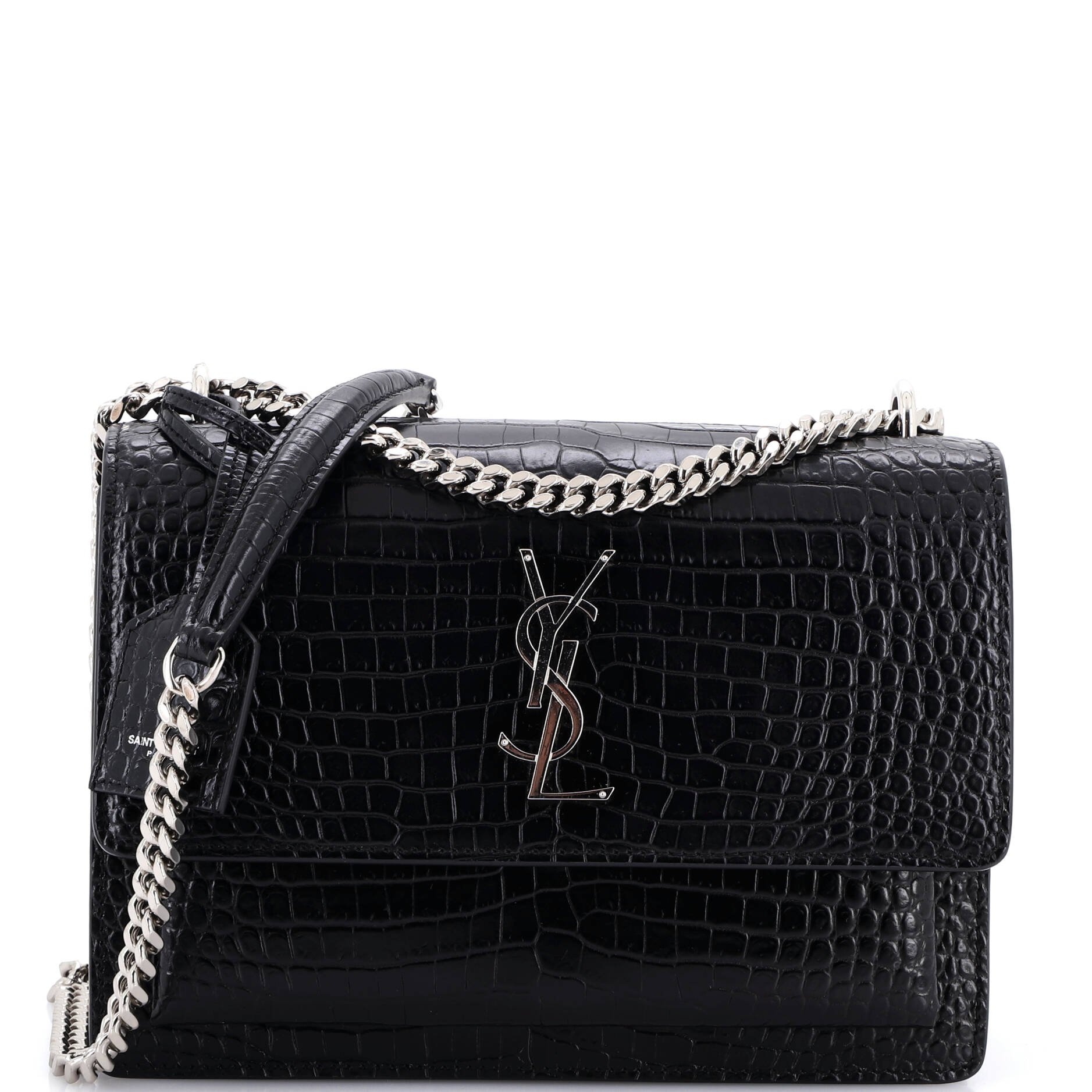 Sunset Crossbody Bag Crocodile Embossed Leather Medium