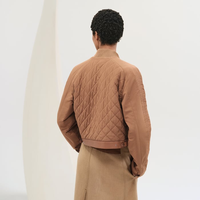 Beige Albâtre Reversible Jacket With Leather Detail