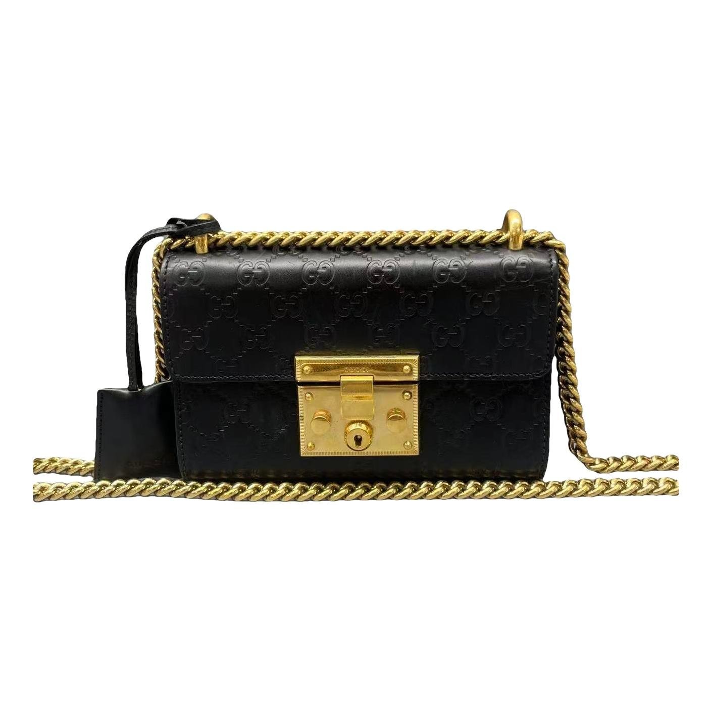 Padlock leather handbag