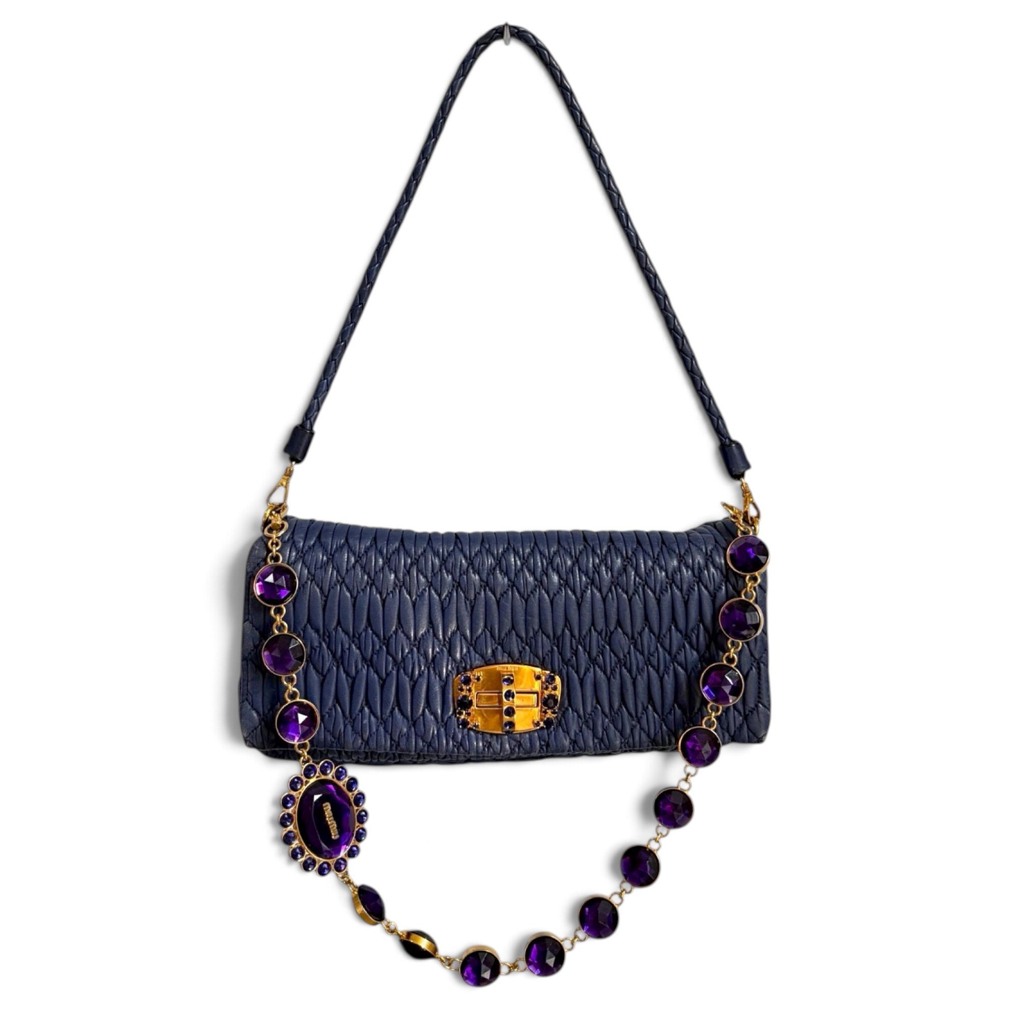 Miu Crystal leather handbag