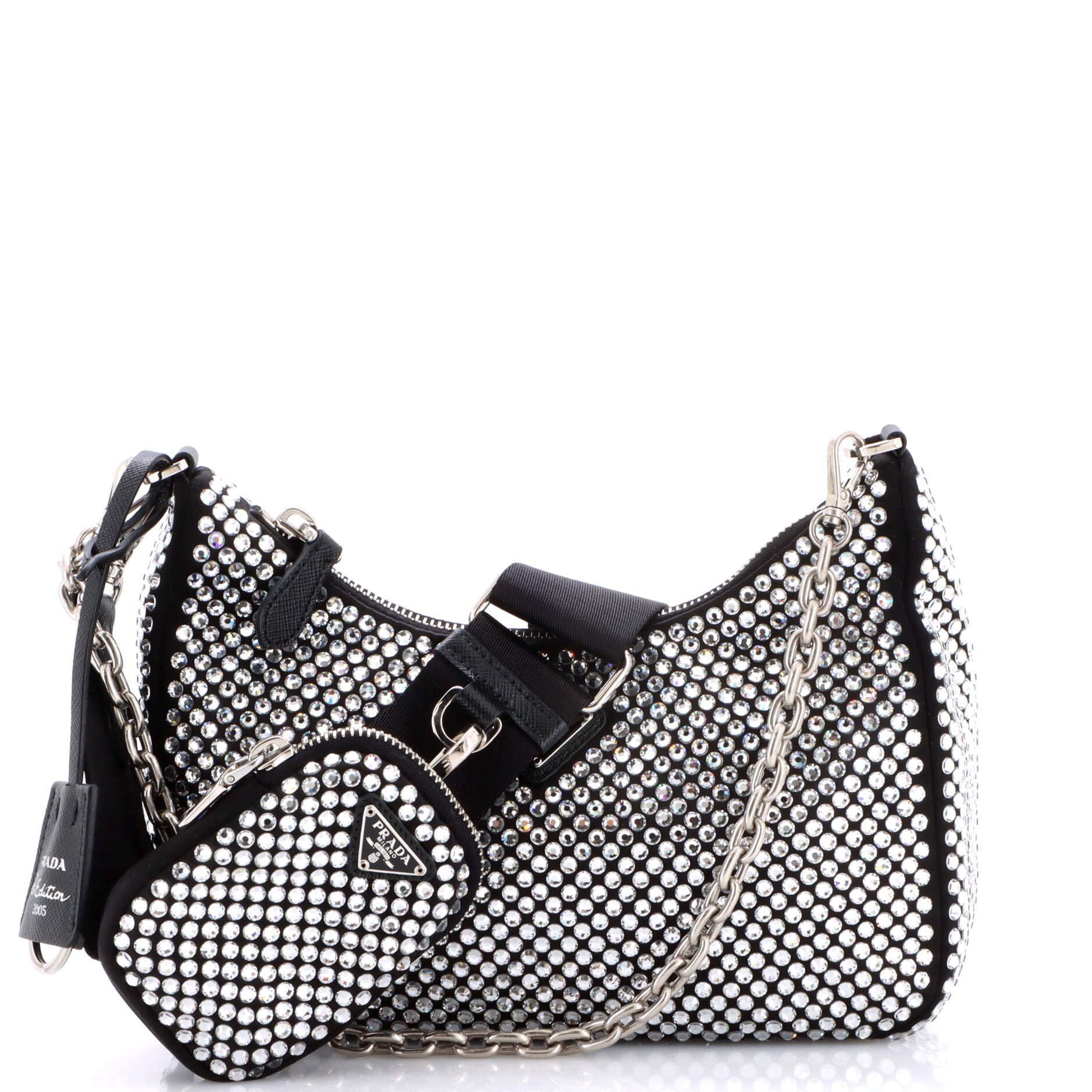 Re-Edition 2005 Shoulder Bag Crystal Embellished Satin Small