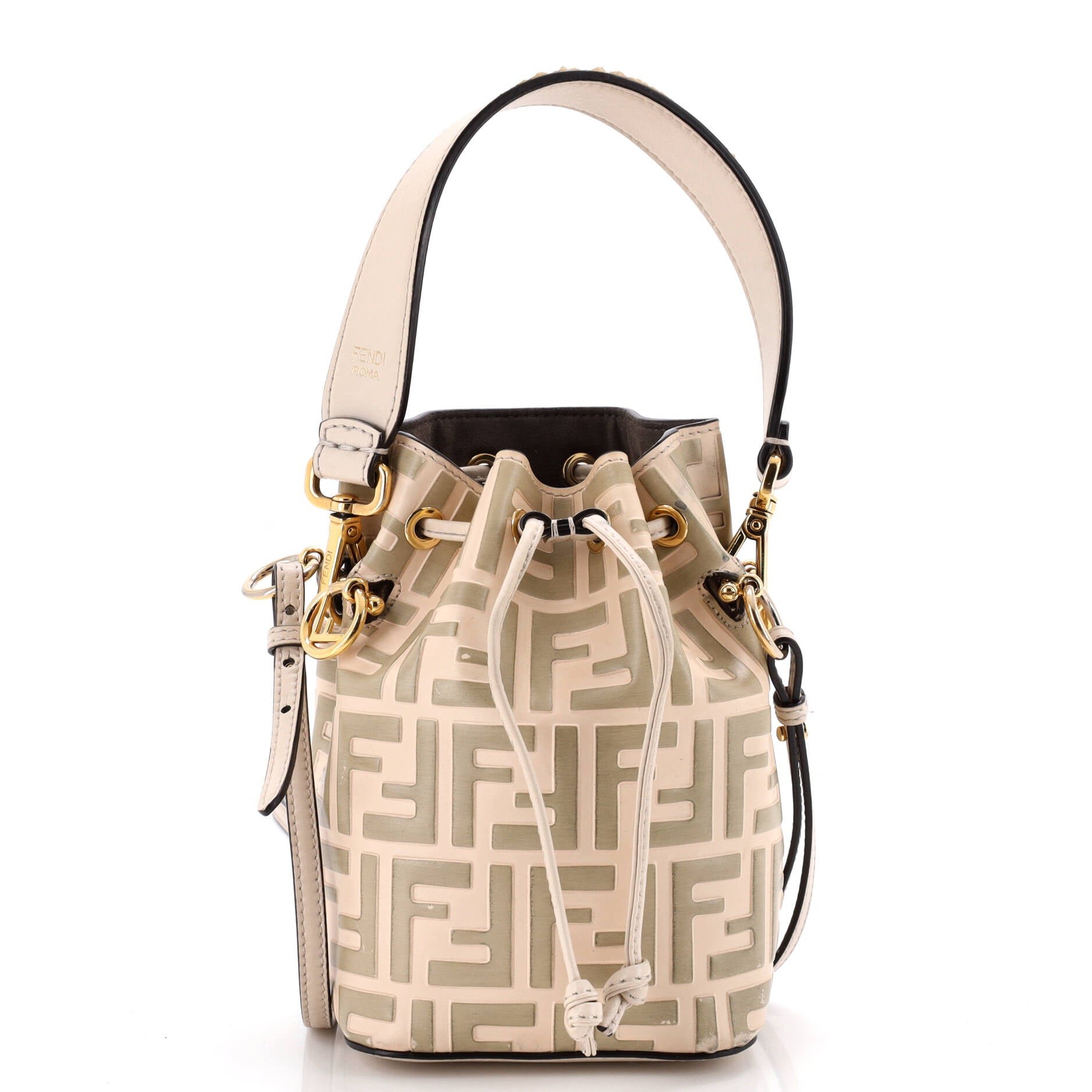 Mon Tresor Bucket Bag Zucca Embossed Leather Mini