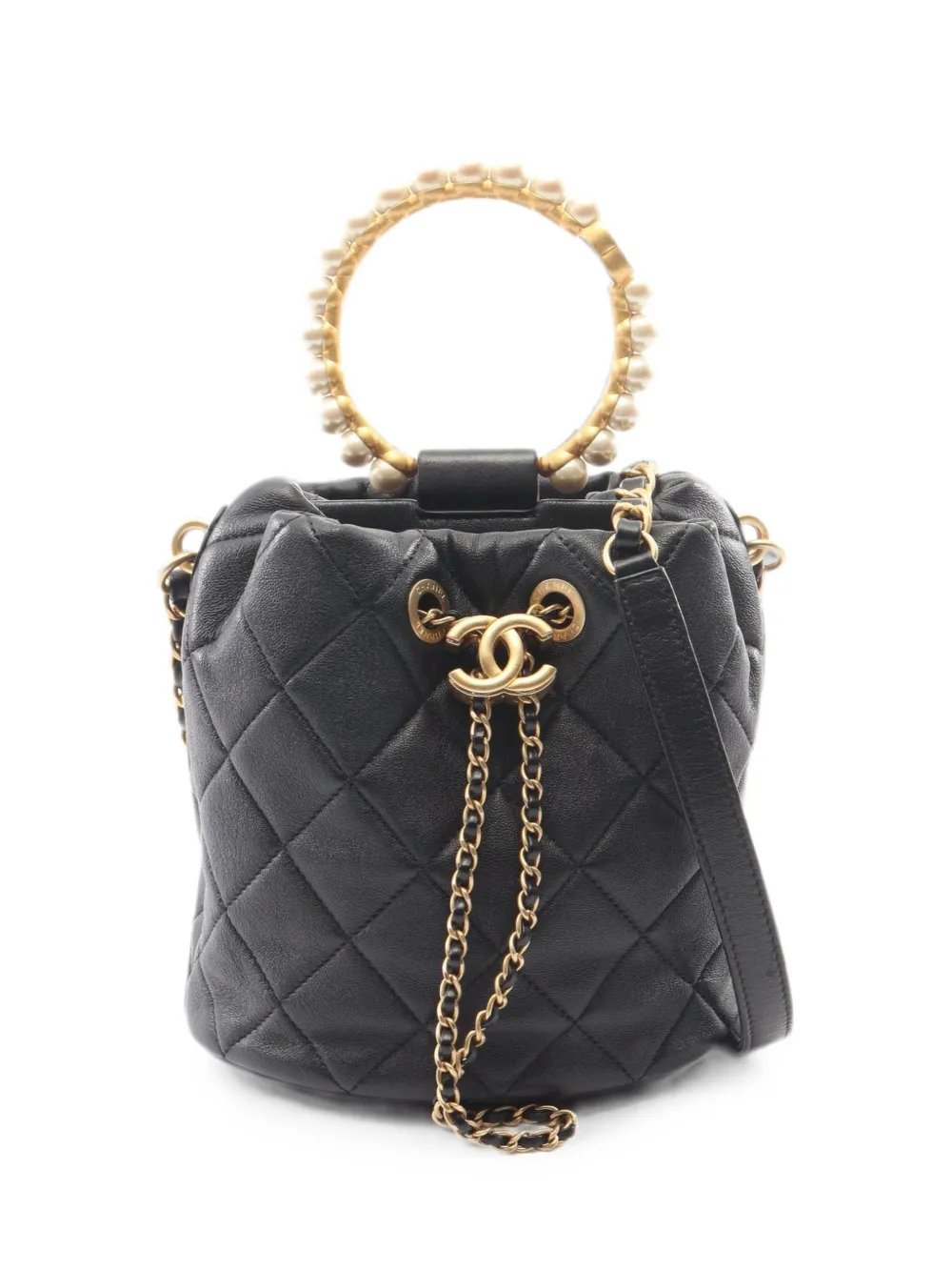 2021 Matelassé pearl-handle bucket bag