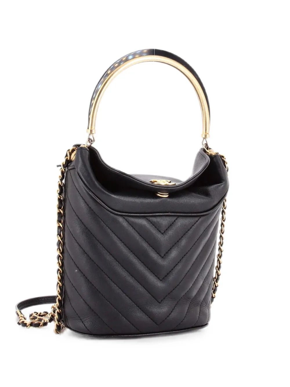 Handle with Chic Chevron Lambskin bucket bag
