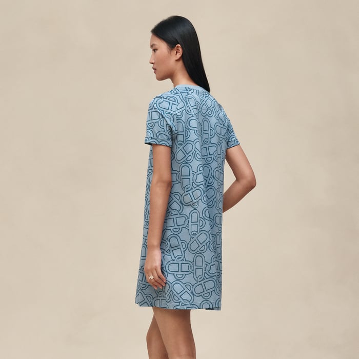 Bleu Adriatique "Maillon Equestre" Flared Dress