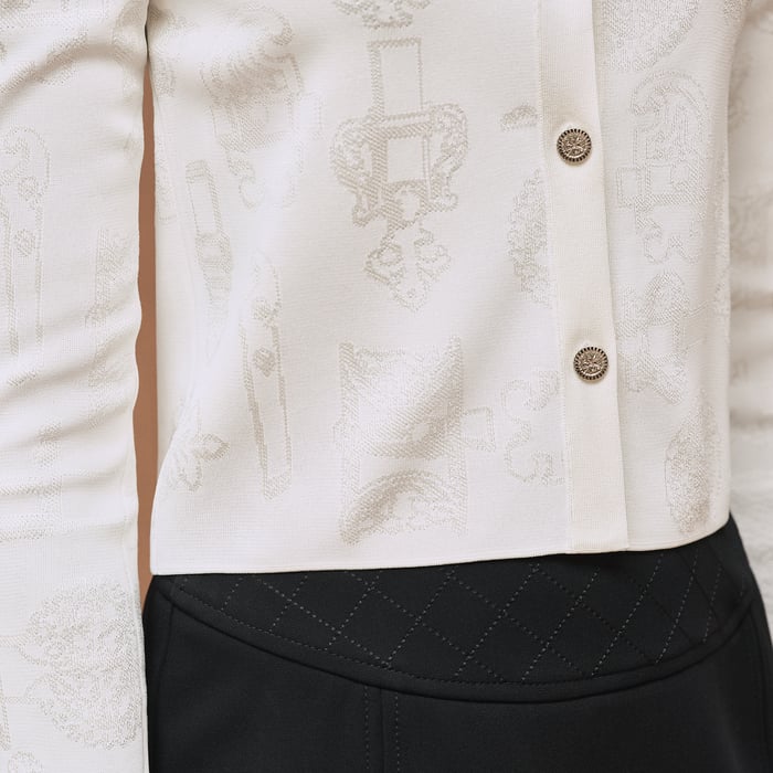Blanc Nacre "Ferronnerie" Long-sleeve Cardigan