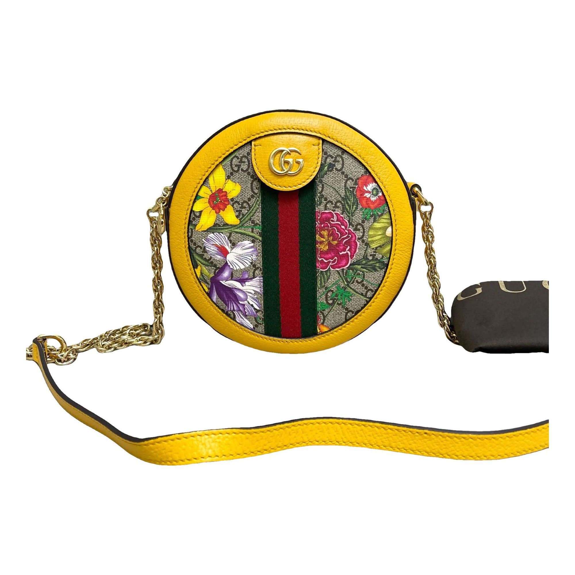 Ophidia Round vinyl handbag