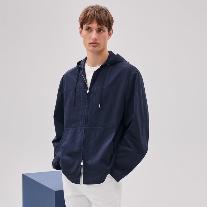 Marine Zipped Hooded Jacket