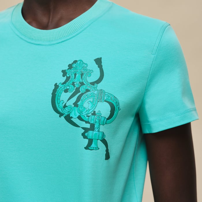 Vert Menthe Printed Straight T-shirt