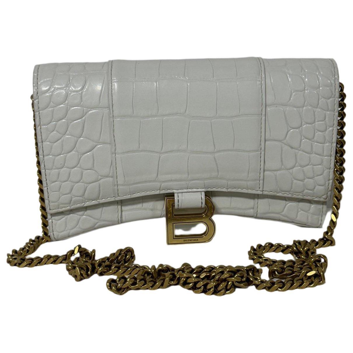 Hourglass leather handbag
