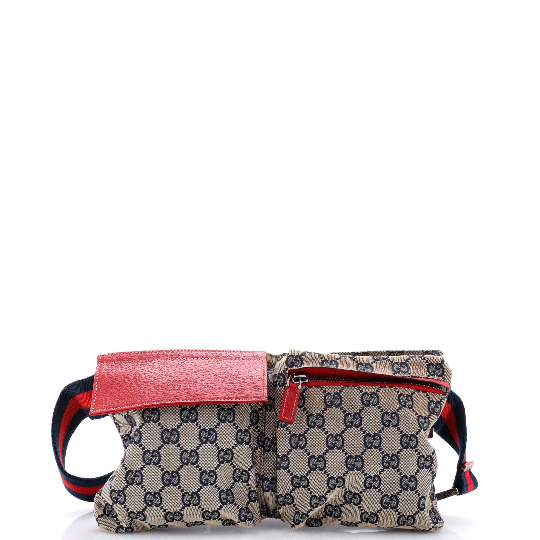 Vintage Double Belt Bag GG Canvas with Leather