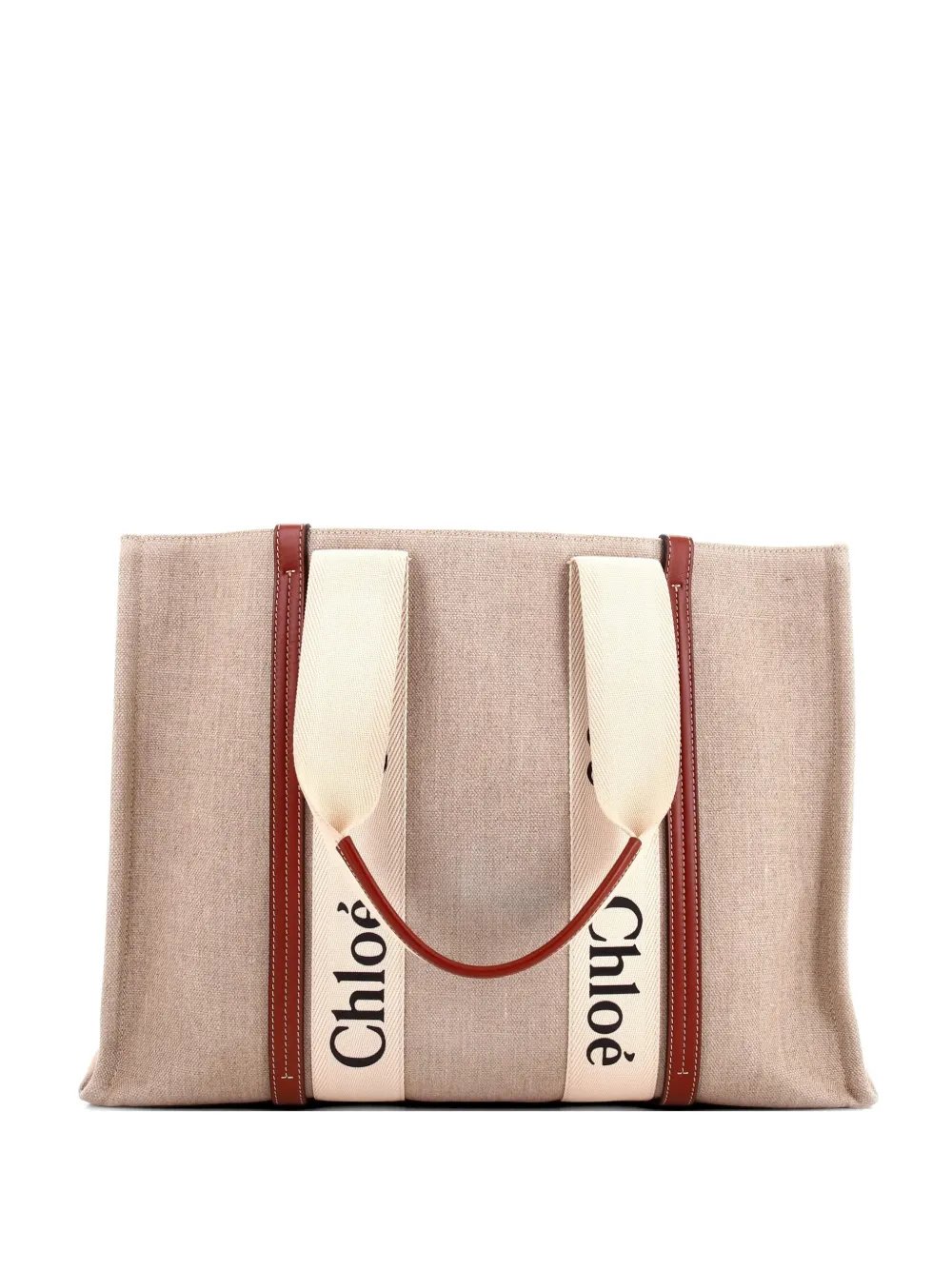 Woody Canvas with Leather Large tote bag