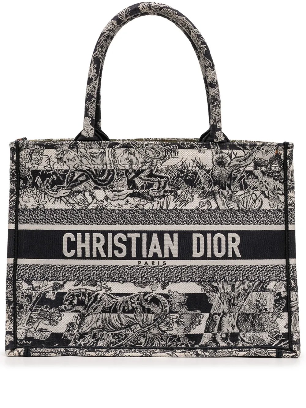 2021 Medium Striped Canvas Reverse Embroidered Dioriviera Toile de Jouy Book tote bag