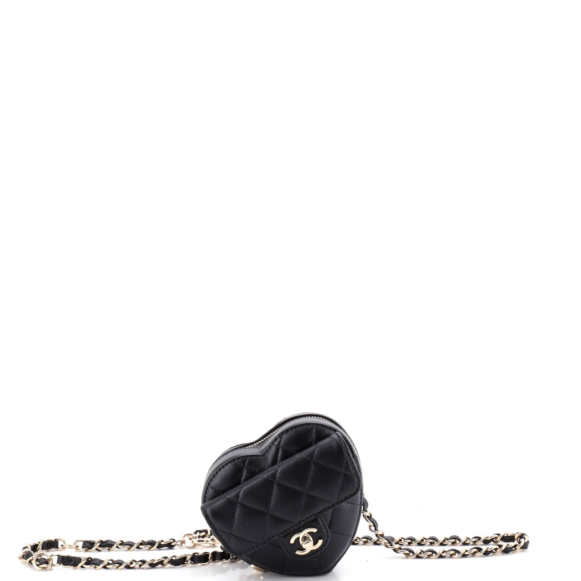 CC in Love Heart Belt Bag Quilted Lambskin